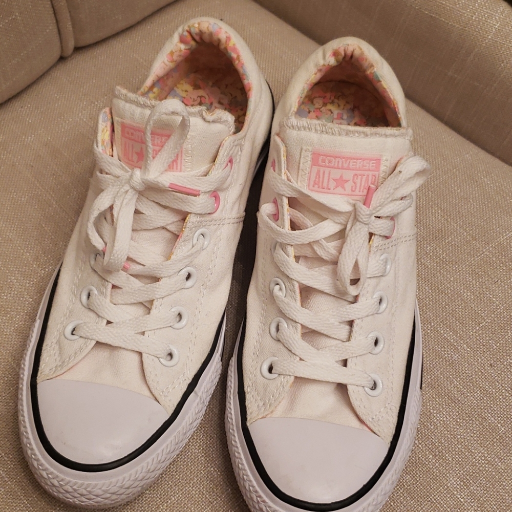 White & Pink Converse Sneakers